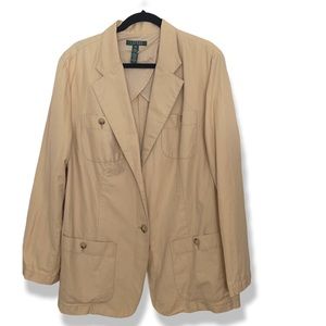 Lauren Ralph Lauren khaki cotton linen blazer